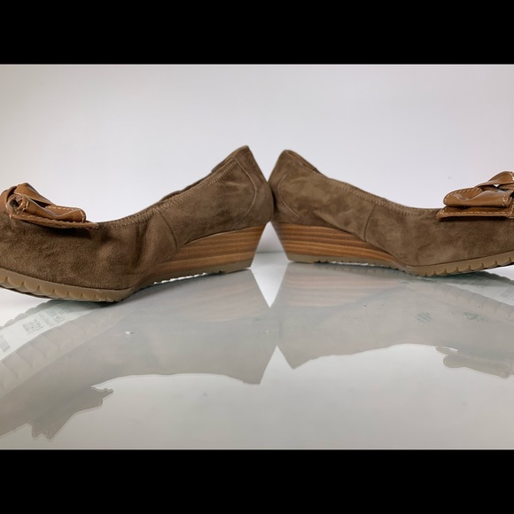 Paul Green München Nola Suede Patent Bow Wedge - Picture 5 of 8